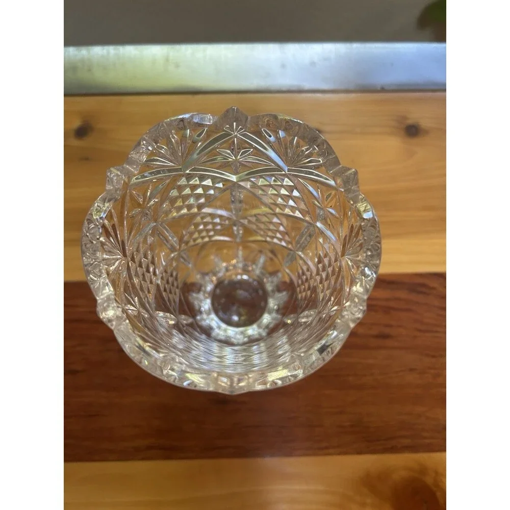 Cut Crystal Vase 8” Bohemian Czech Republic